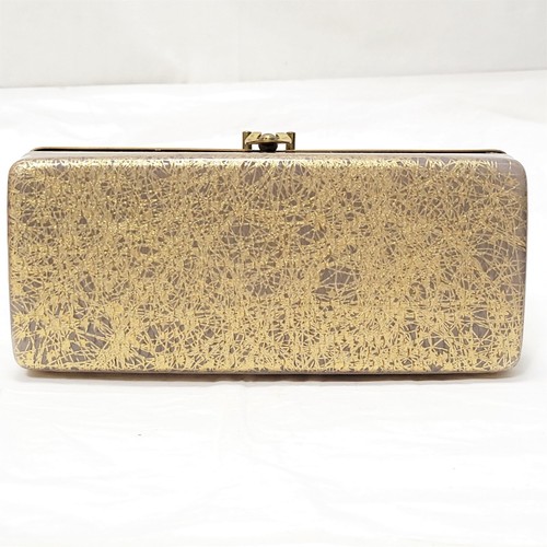 Mid Century Vintage Gold Star Strand Glitter Clear Lucite HandBag Purse MCM 1950 - Picture 4 of 15