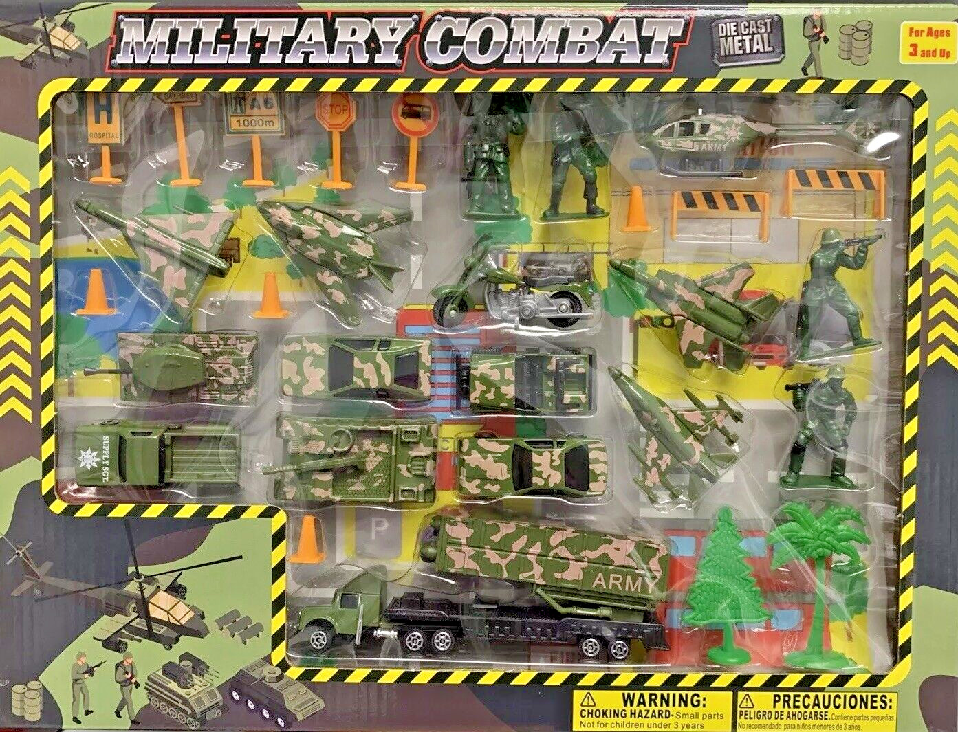 Diecast Military Combat Set with Stage Map, Multicolor Plays