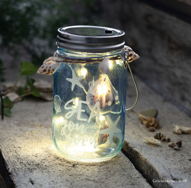 Maritime Dekoration Windlicht Glas Beleuchtet Turkis Led Fischernetz Muscheln Ebay