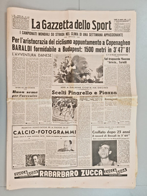 GAZZETTA DELLO SPORT 20 AUGUST 1956 MANZON-BARALDI-PINARELLO-ORIANI-TARUFFI