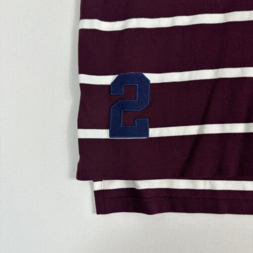Polo Ralph Lauren Custom Fit Maroon Striped Crest Logo Rugby Polo Shirt Mens XL - Picture 3 of 9