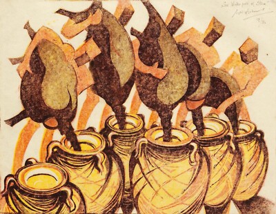 Six Waterpots of Stone : Sybil Andrews : Archival Quality Art Print