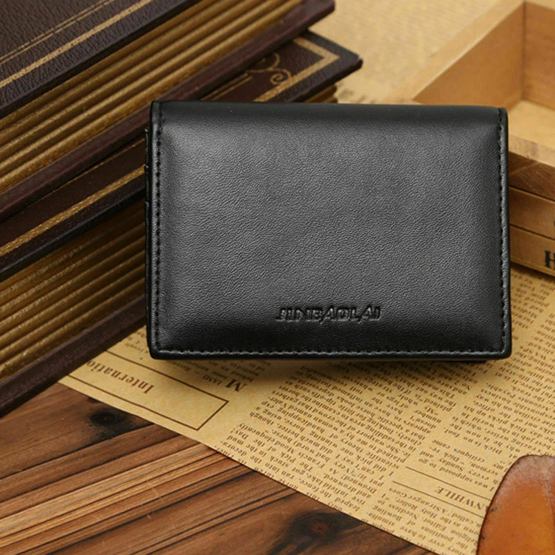 Raar Mediaan twee weken Small RFID Real Leather Wallet Men Credit Card Holder Case Coin Purse Black  8414771918686 | eBay