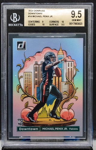 EL.HE1 Michael Penix Jr 2024 Panini Donruss #14 Downtown Rookie RC BGS 9.5