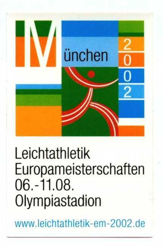 Aufkleber Sticker  Leichtathletik Europa Meisterschaften München 2002    D - Bild 1 von 1