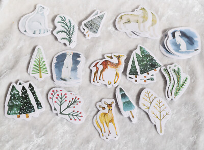 45pc Mist Forest Animal and Tree Scrapbooking Bullet Journal Decorative Stickers