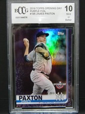 2019 TOPPS OPENING DAY PURPLE FOIL JAMES PAXTON #195 BCCG 10 YANKEES