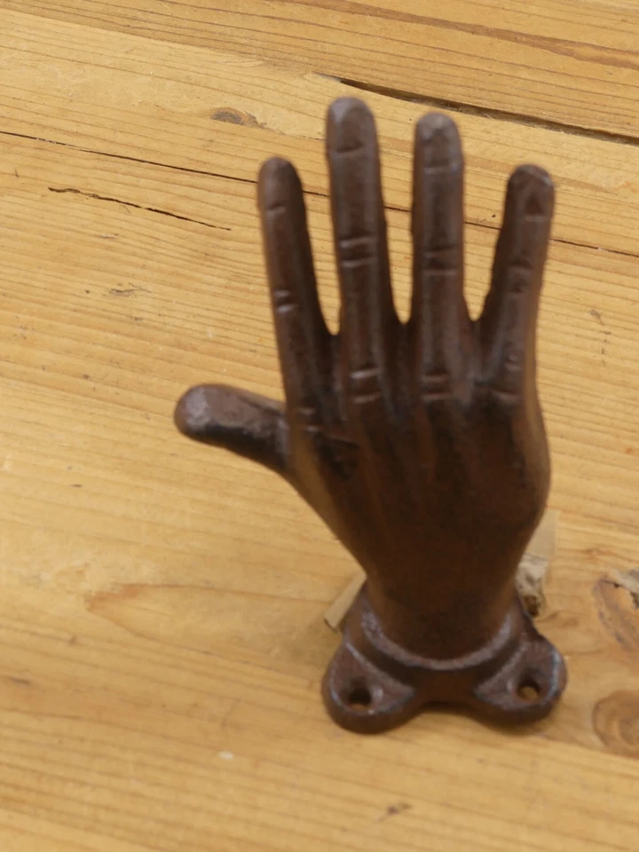 2 Cast Iron Hand Bookends Book Ends Bookshelf Paperweight Rustic Home Decor Stop - Image 2 of 4