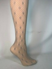 2 pr George Openwork Dot Pattern Fishnet Tights-Sizes 1, 2, 3, 4 - Black, Silver