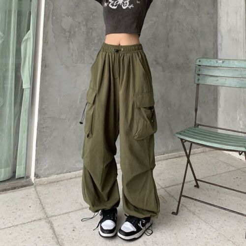 Y2k Streetwear Cargo Pants Women Casual Vintage Baggy Wide Trousers Big Pockets - Picture 8 of 19