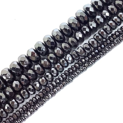 Distanziatore rondelle sfaccettate nero lucido perline sciolte 15" 3 mm 4 mm 6 mm 8 mm - Foto 10 di 51
