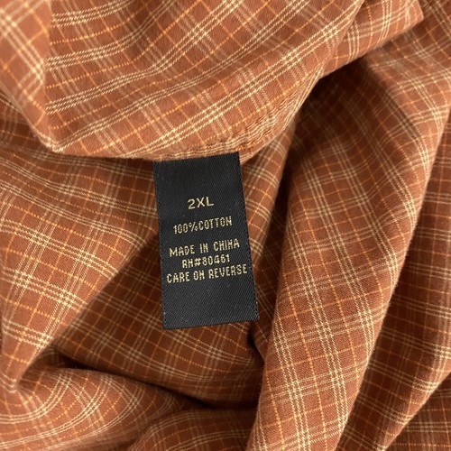 Camisa Guide Gear Para Hombres 2XL Naranja A Cuadros Manga Larga Bolsillo Botones Campamento Pesca - Imagen 12 de 15