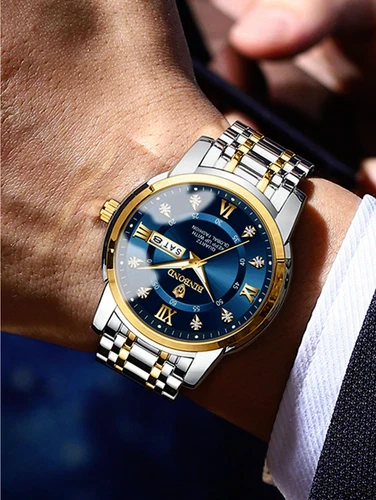 Orologio Uomo Impermeabile Analogico Quarzo Calendario Cinturino Acciaio Inox Marca Lusso - Foto 7 di 26