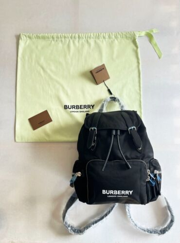 $2190 Authen BNWT BURBERRY Nylon Rucksack/Backpack Logo Print Mens/Womens Black - Picture 2 of 24