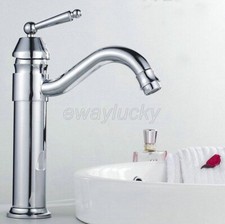 Bathroom Faucet Chrome Deck Mount Single Handle Hole Mixer Brass Basin Sink Tap