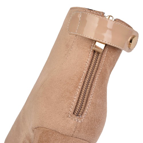 Women's Block Heel Round Square Toe Shoes Suede Fabric Ankle Boots AU Size 2~12 - Picture 5 of 30
