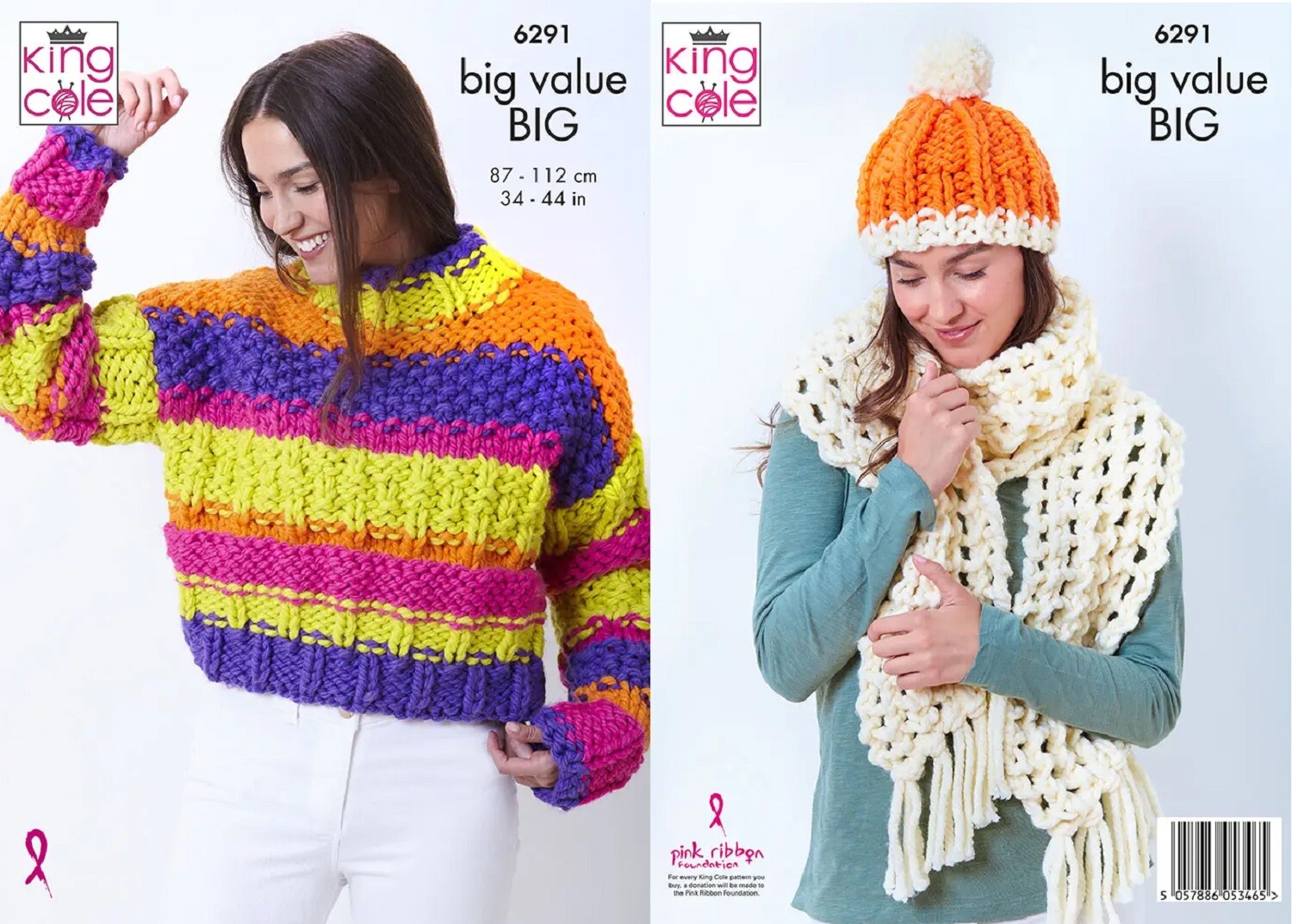 Ladies Knitting Pattern Chunky Ladies Sweater Scarf & Hat King Cole 6291