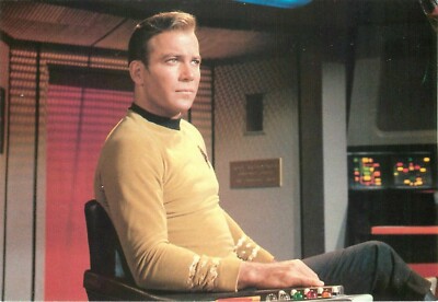 Star Trek Captain James T. Kirk Postcard 6x4'' William Shatner Seated on Bridge