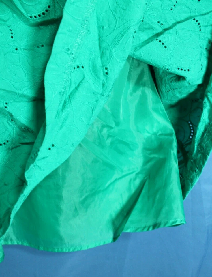 LONDON TIMES 绿色眼镜花边刺绣开襟纽扣修身喇叭连衣裙 12 — 第 4/4 张图片