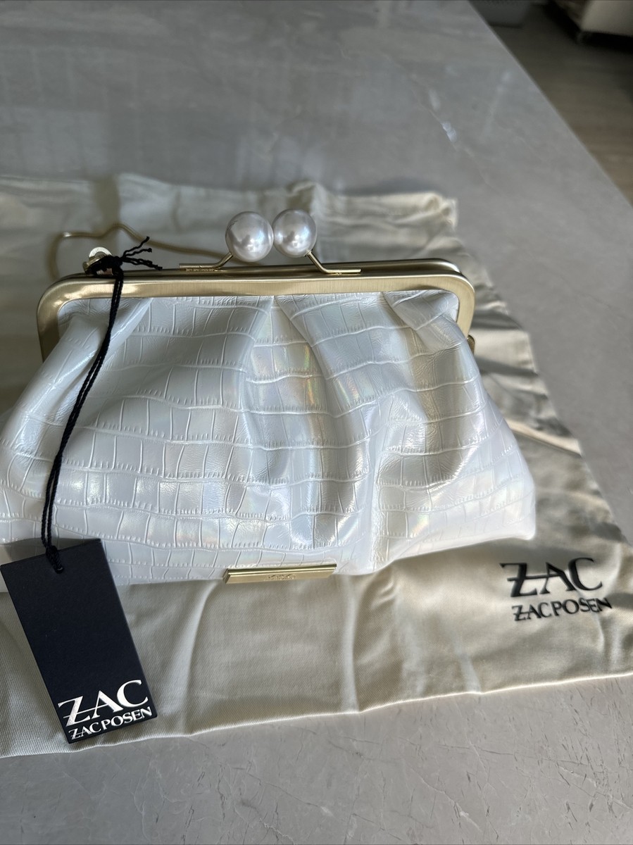 NWT Zac Posen Iridescent Lacey Soft Frame Clutch Shoulder Bag
