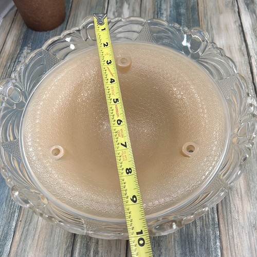 Vintage Beige and Clear Ceiling Glass Shade Art Deco Scrolled Edge 10" diameter - Picture 8 of 9