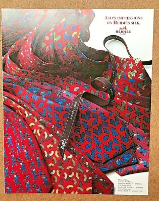 1991 Vintage Advert HERMES PARIS ASIA'S IMPRESSIONS ON HERMES SILK SHOPS LONDON