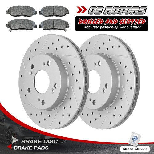 Front Drilled Rotors + Ceramic Brake Pads for 20062011 Honda Civic