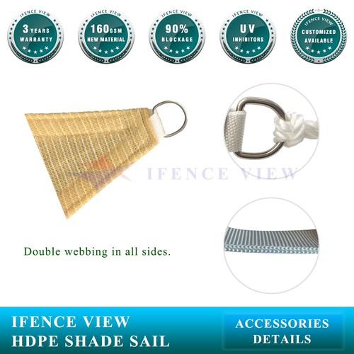 Ifenceview Beige Right Triangle 10'x10'x14.1' Sun Shade Sail Awning Pool Outdoor - Picture 3 of 7