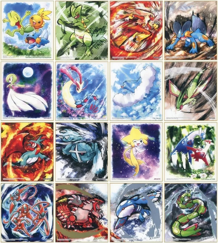 Pokemon Shikishi ART 3 All 16 Types Complete Set Watercolor