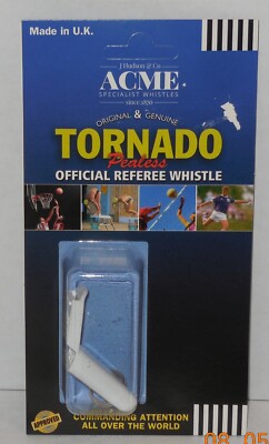 Acme Whistles 635 Tornado White Pealess Unique Sound Official Referee Whistle