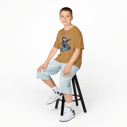 Skateboarding Cat Kids Tee, Fun Graphic Shirt, Youth Apparel, Skatewear - Picture 33 of 81