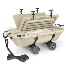 Cuddy 40 QT Floating Coolerwith Cuddy Crawler Wheel Kit - Tan