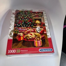 Christmas by the Fire Puzzle 1000 Piece Jigsaw Portrait Clementoni 19"x 27" Cat