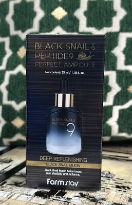 New In Box FarmStay Peptide 9 Black Snail Mucin Perfect Ampoule 35 ML
