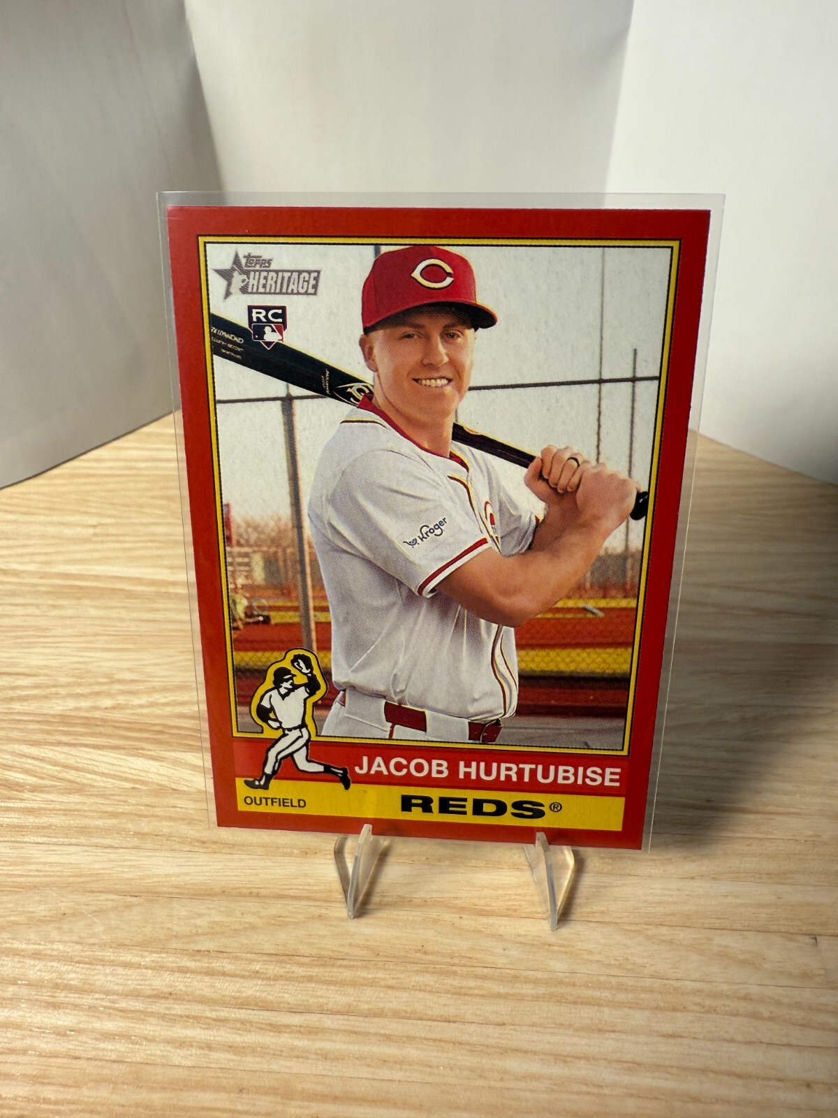 2025 Topps Heritage Red Border Parallel - Jacob Hurtubise #124 (RC)