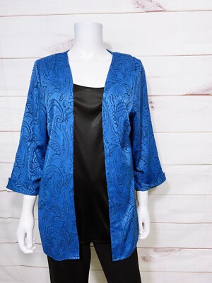 Dressbarn Womens Blouse w/Tank Top Size 18/20 Black Blue