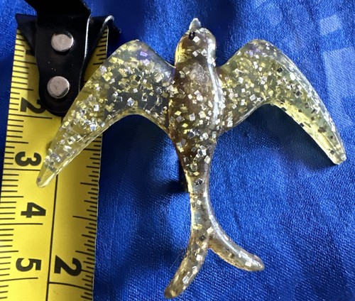 Vintage Art Deco Celluloid Glitter Flying Swallow or Swift Bird brooch - Picture 10 of 10