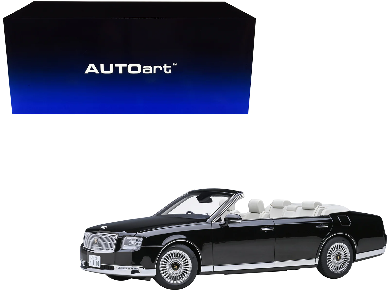 Toyota Century Open Car Convertible RHD (Right Hand Drive) Black 1/18 Model Car