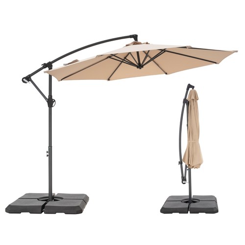 10ft Cantilever Patio Umbrella Outdoor Pool Offset Hanging Market Umbrella Beige - Picture 5 of 12
