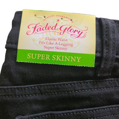 Faded Glory Black Jeans Super Skinny Girls Pants Sz 6 Adjustable Waist - Picture 10 of 10