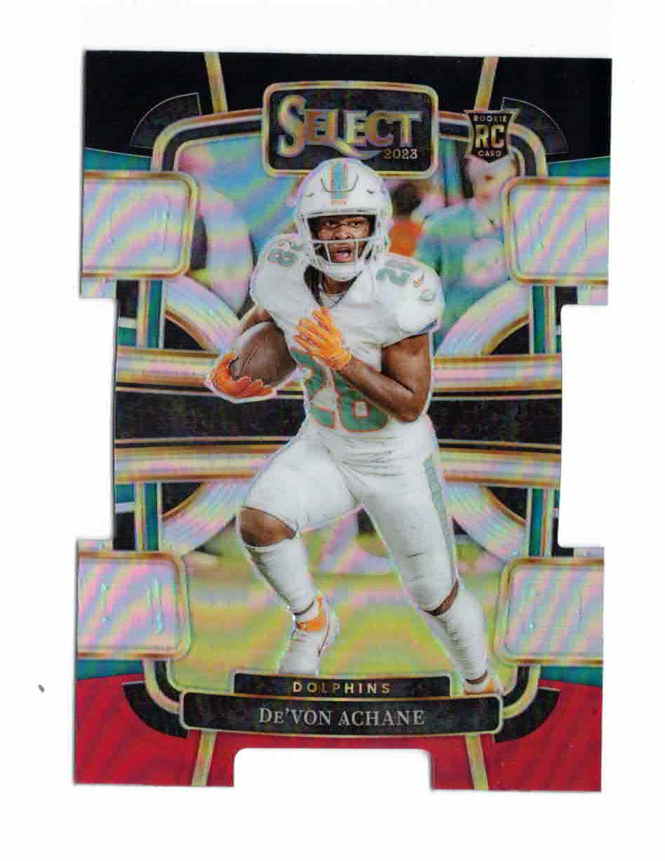 2023 Panini Select - Concourse De'Von Achane #63 Black & Red Prizm Die-Cut (RC)