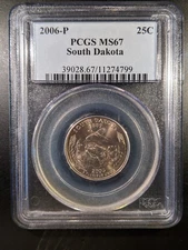 2006-p PCGS MS-67 South Dakota Washington State Quarter Nice Mount Rushmore