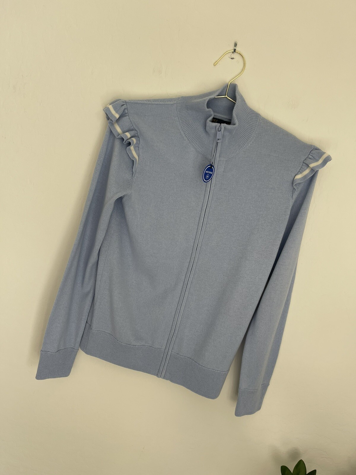 Polo Golf Ralph Lauren Womens Technical Cashmere Ruffle Sleeve Sweater Sz S NWT image 3