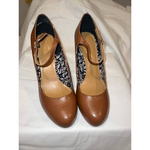 CROWN VINTAGE Damen-Pumps 9M TESS honigbraun Blockabsatz klassisch Retro-Absatz - Bild 3 von 12
