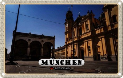 Blechschild 12x18 cm München Odeonsplatz Skulptur Bildmotiv Reisemotiv Abenteuer