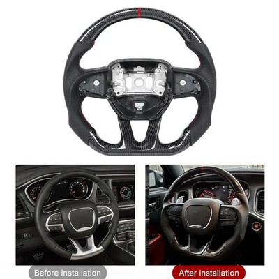 Kohlefaser Rennlenkrad mit roter Naht Für Dodge Challenger Charger R/T GT SXT