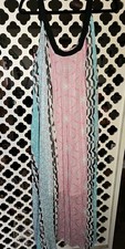 Sleeveless Dress LANE BRYANT Sz 22-24 Aqua-Black-Pink Cute Pleated Maxi!!
