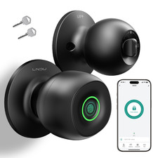 LNDU Keyless Fingerprint Door Knob Lock Smart App Control Bluetooth Auto Lock
