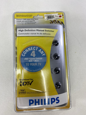 Philips High Definition Manual Switcher 4 Way PH61148 Silver New Sealed Package
