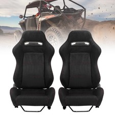 Universal Racing Seat With Dual Sliders Reclinable Bucket Seat Black Suede -pair Universal Racing Seat With Dual Sliders Reclinable Bucket Seat Black Suede -pair